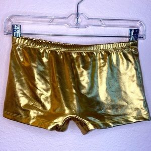 Shiny Gold Rave Dance Shorts Costume from Spirit Halloween size small / med